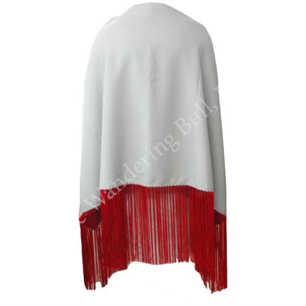 Ready Made Dance Shawl – Gray with Red Fringe