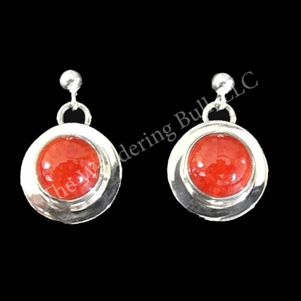 Round Coral Drop Earrings