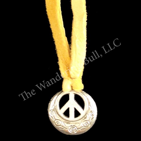 Peace Sign on Leather Necklace