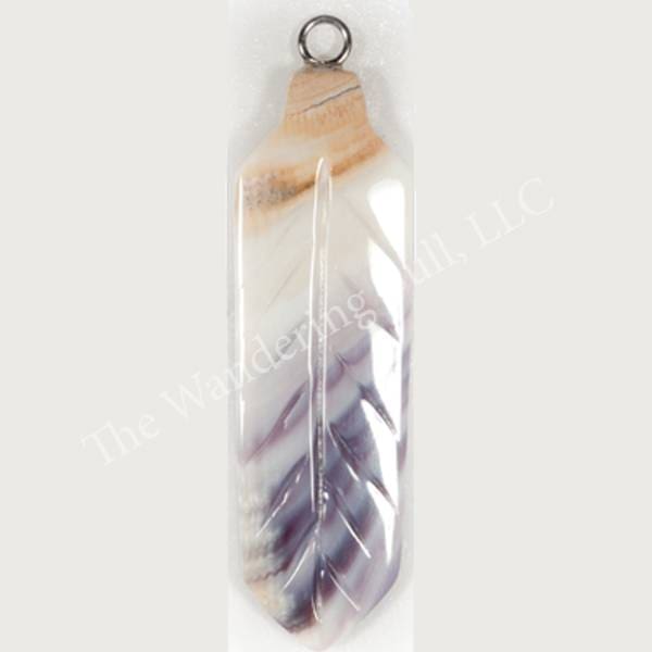 Carved Wampum Feather Pendants
