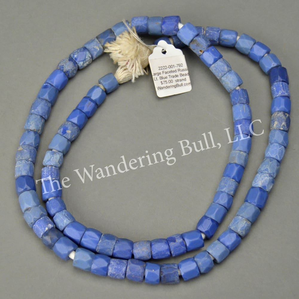 Blue Russian Trade Beads – Large Faceted Strand