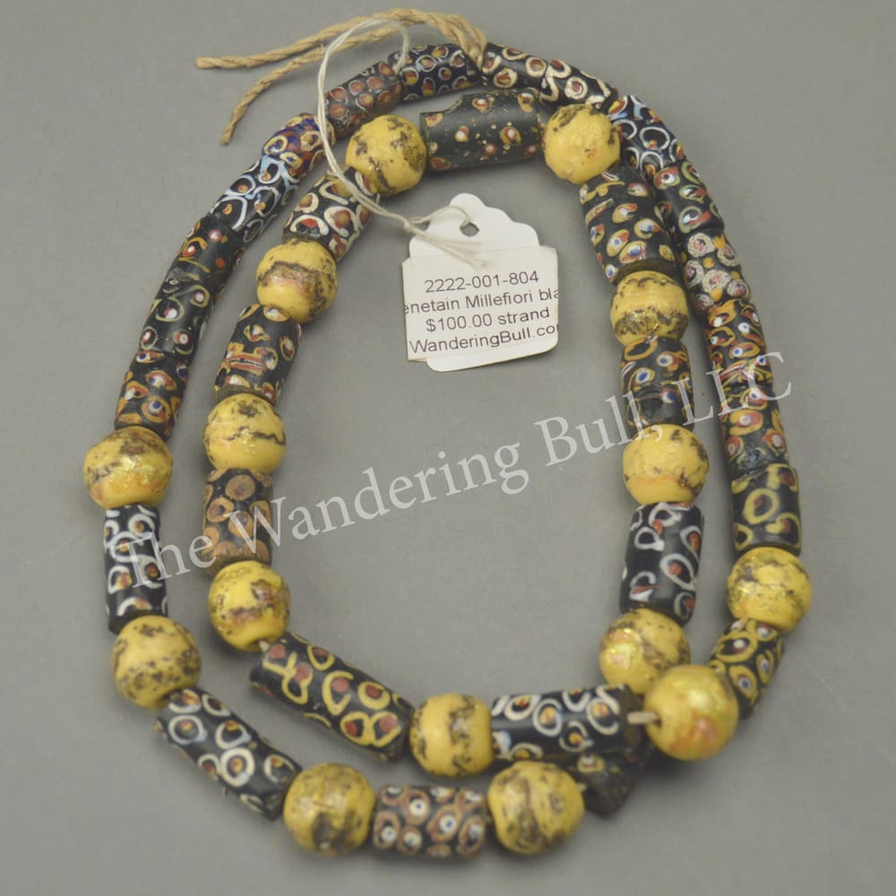 Trade Beads – Venetian Millefiori – Black