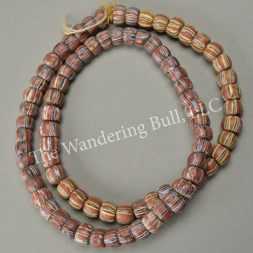 Trade Beads – Venetian Round Glass Brown w/Stripes
