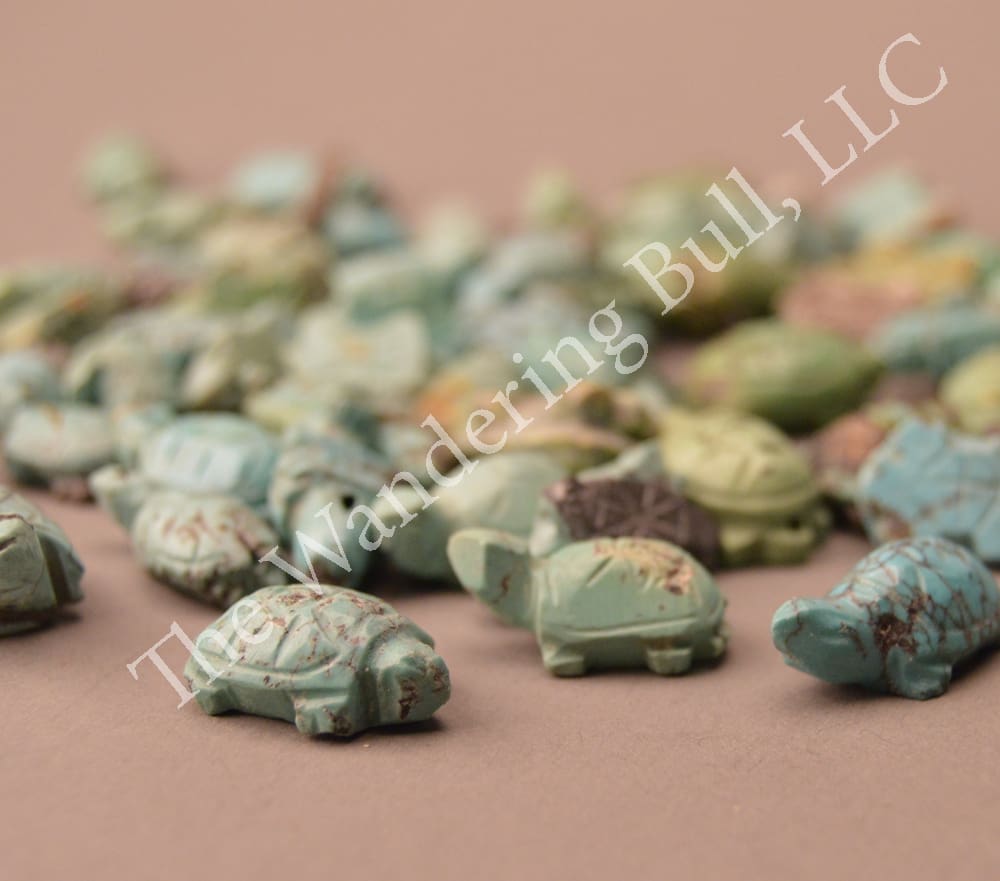 Turquoise Turtle Fetish Beads – Pair