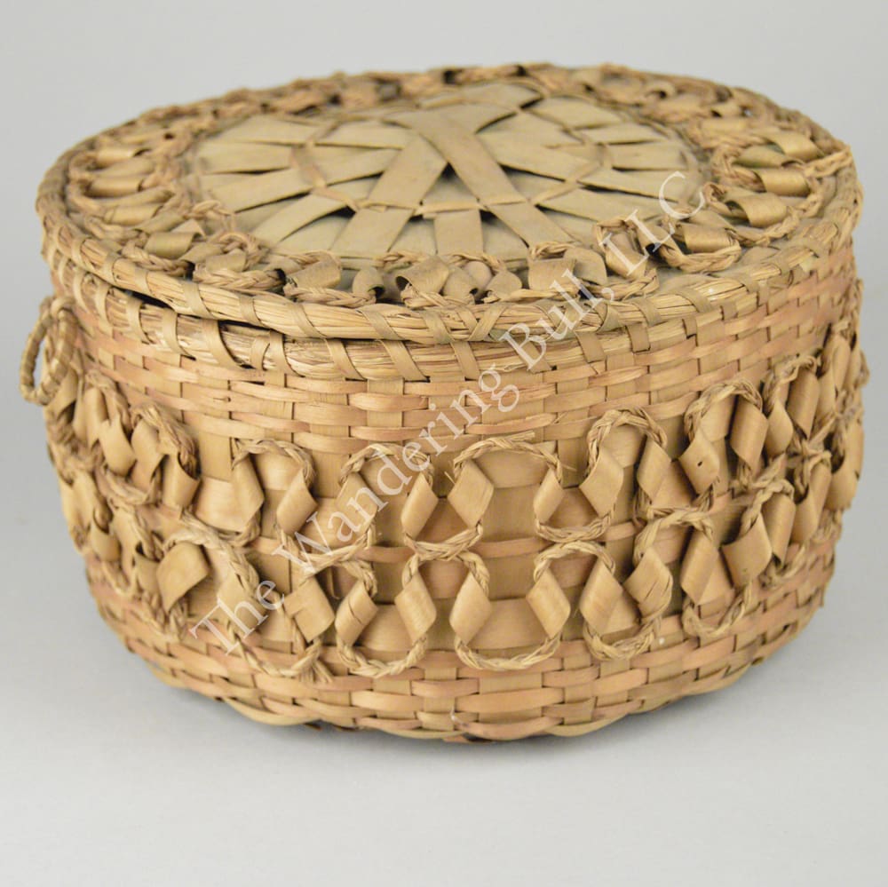 Ash Splint Basket with Sweetgrass Decoration – Antique