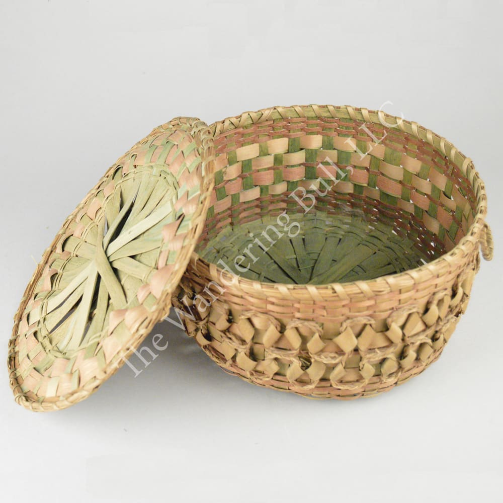Ash Splint Basket with Sweetgrass Decoration – Antique