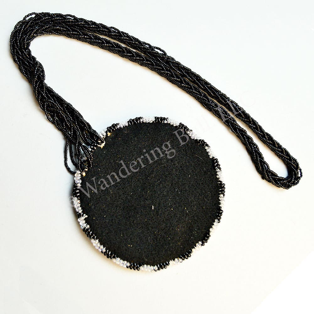 Necklace Black White Bear Paw Rosette