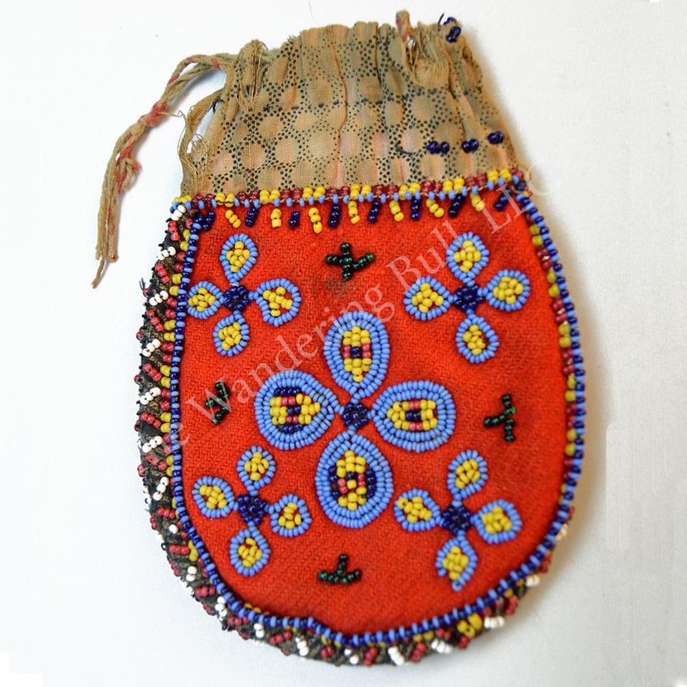 Antique Drawstring Beaded Bag