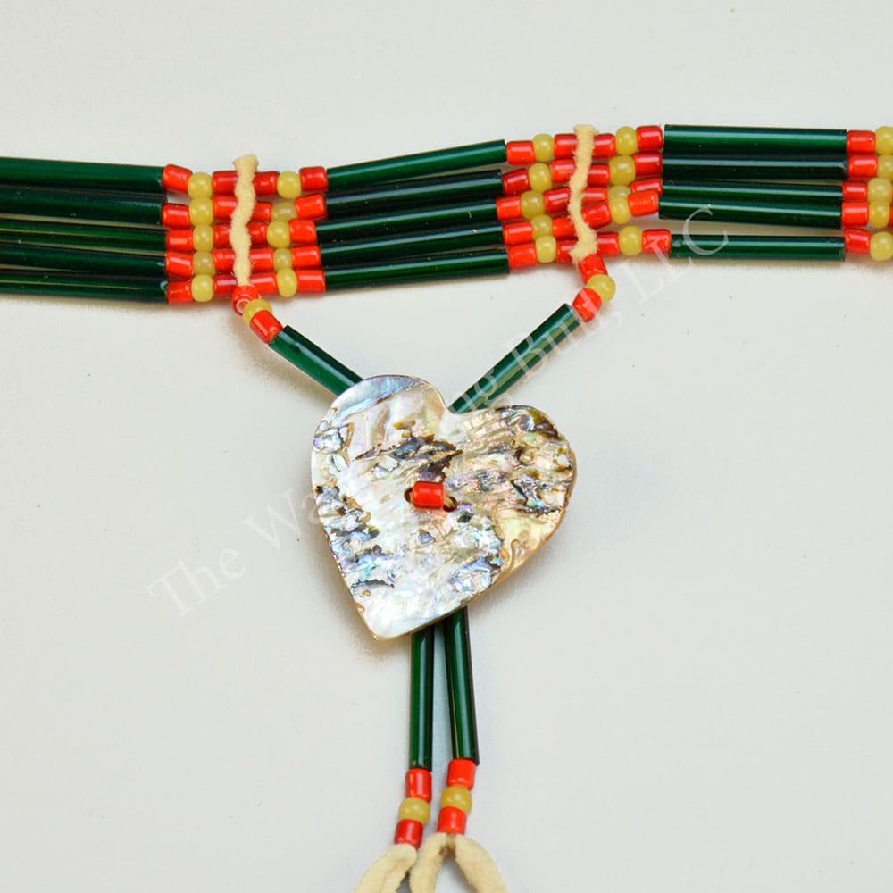 Choker Green Tube Beads Heart Concho