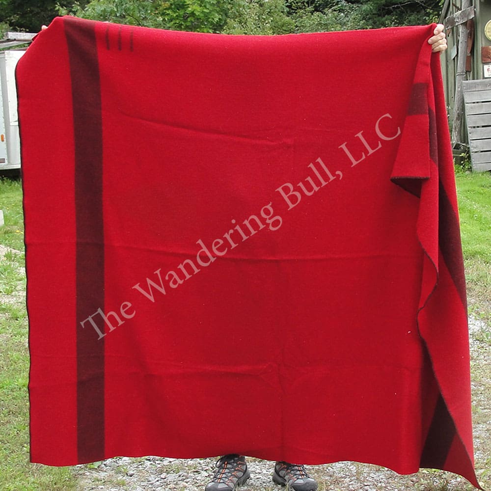 Wool Blanket Red with Black Stripes