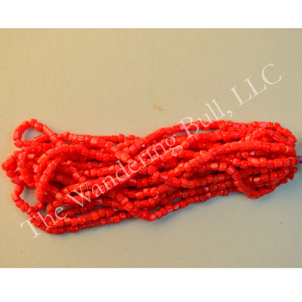 Antique Seed Bead 11/0 Bright Red Cuts
