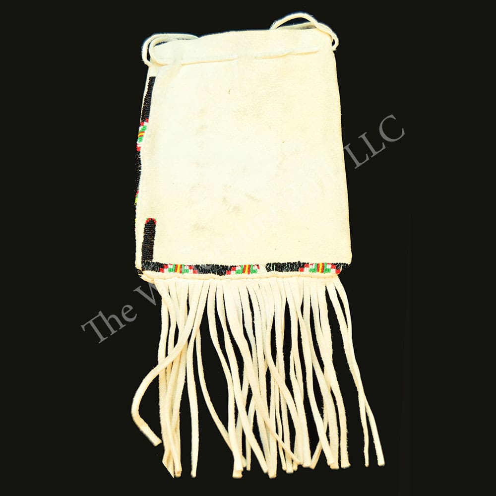 Bag White Leather with Cut Beads