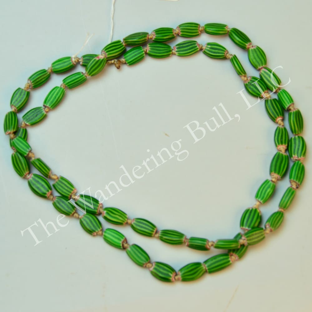 Chevron Melon Beads – Green Striped