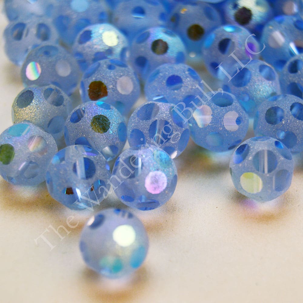 Bead Lot Light Blue Faceted