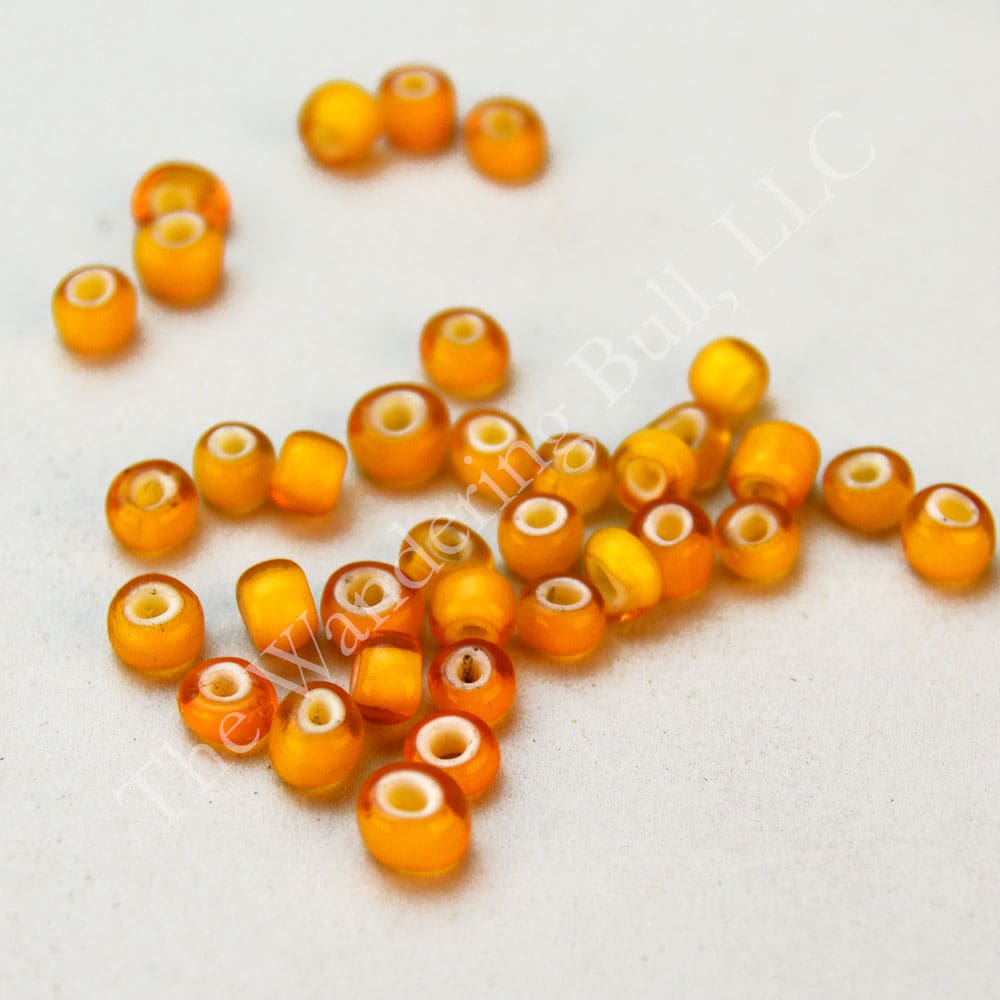 Bead Lot – White Center Orange-Yellow Pony Beads