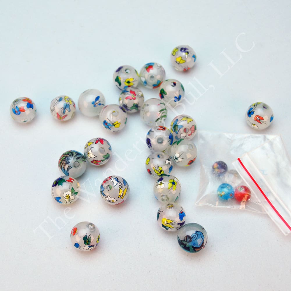Bead Lot Hollow Painted Glass