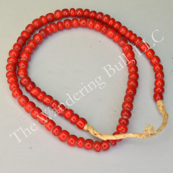 Trade Beads White Red Heart