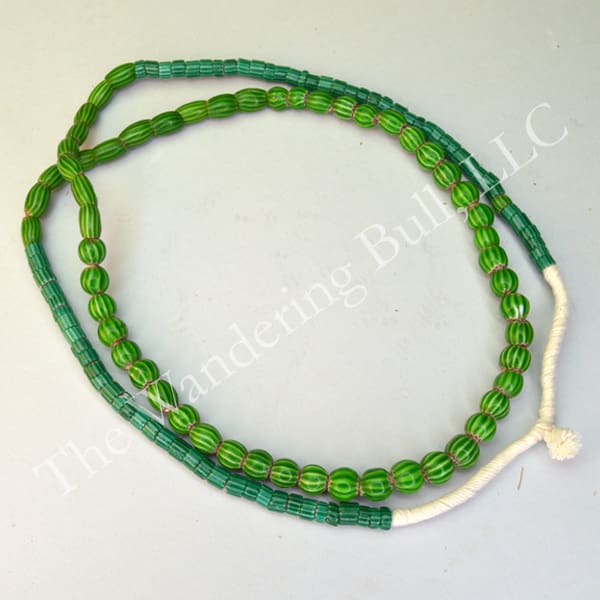 Trade Beads Green Chevrons Mixed Strand