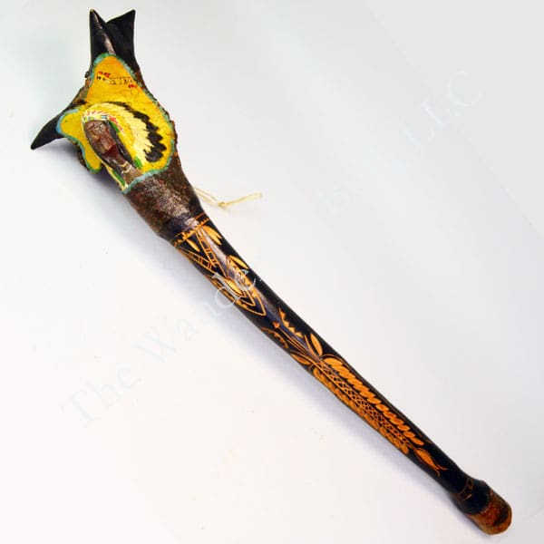 Root Burl Club Chip Carved with Native Face