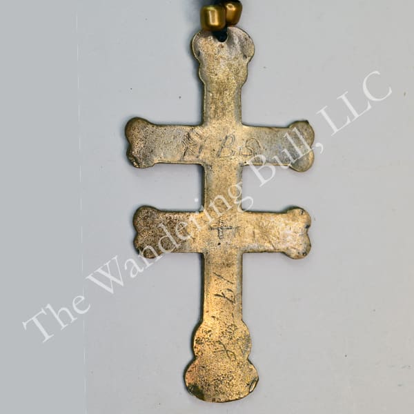 Necklace Brass & Chevrons Cross Pendant