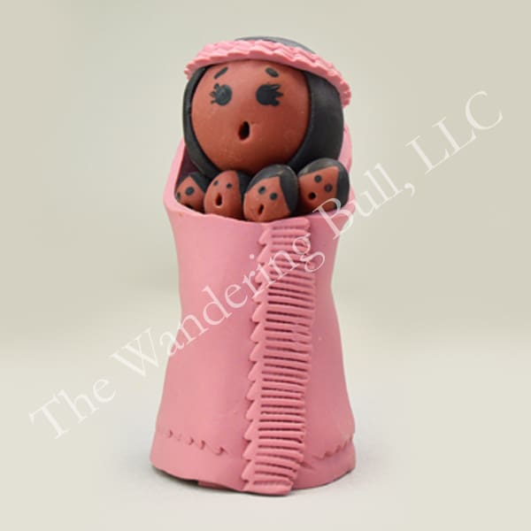 Pottery Storyteller with Pink Blanket