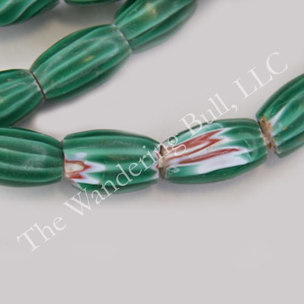 Trade Beads – Chevron Green Melon