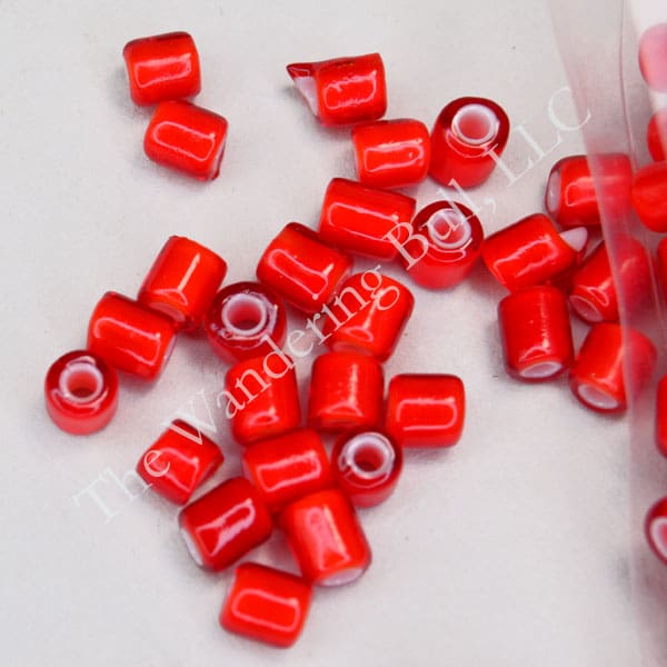 Bead Lot White Center Red French Beads