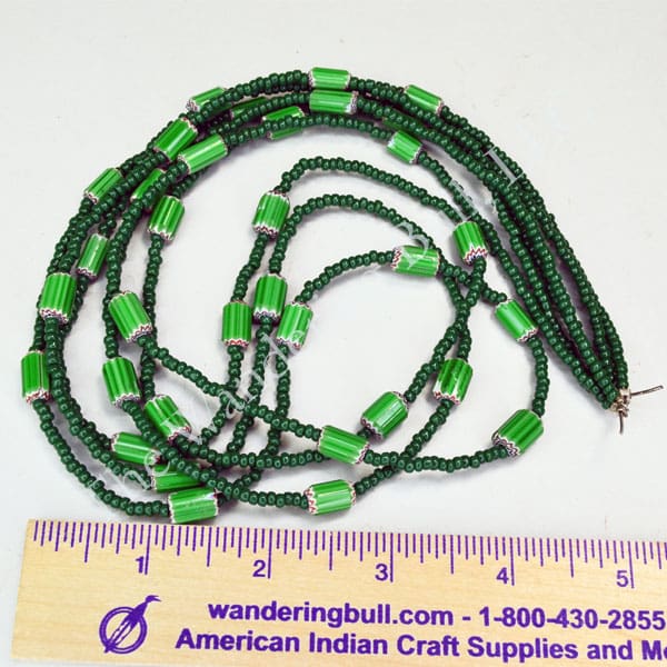 Bead Lot Green Chevrons & Pony Beads