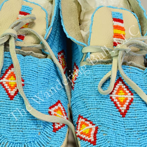 Moccasins Fully Beaded Blue
