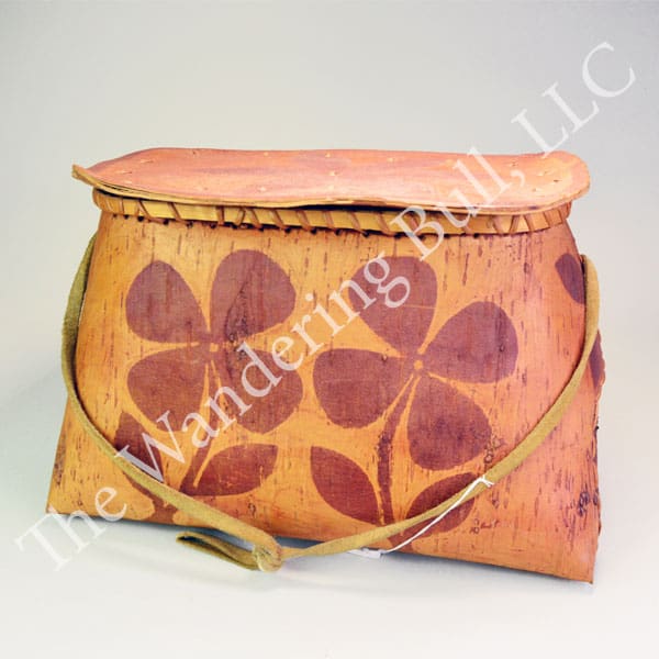 Container Birchbark with Cover & Etched Daisies