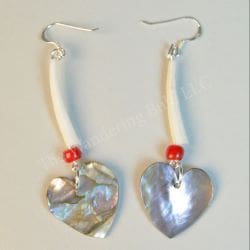 Abalone and Dentalium Shell Earrings Heart Shaped